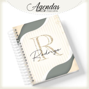 Agenda Masculina Iniciais Dourada