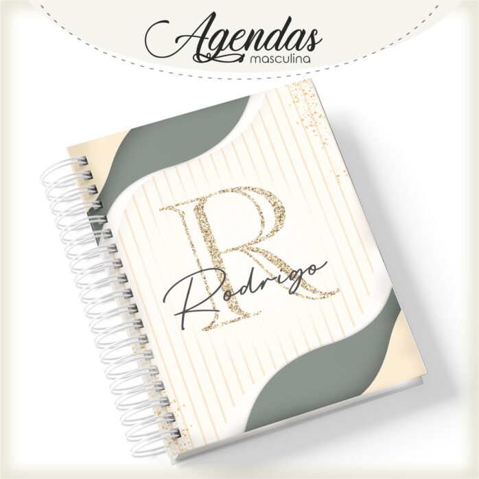 Agenda Masculina Iniciais Dourada