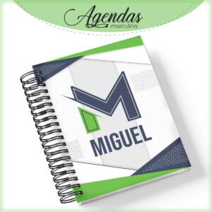 Agenda Masculina Personalizável Digital com Iniciais 7 agenda masculina iniciais verde arquivo digital