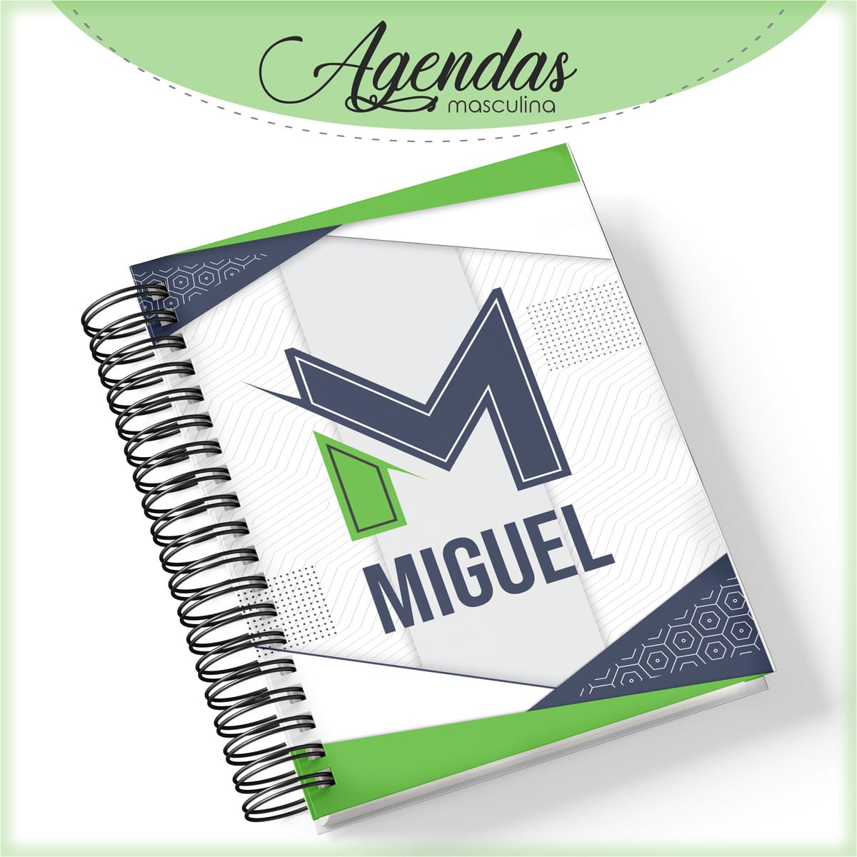 Agenda Masculina Personalizável Digital com Iniciais 1 Agenda Masculina Personalizável Digital com Iniciais