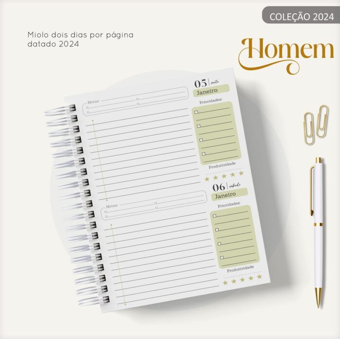 Agenda Masculina Marble Amarelo