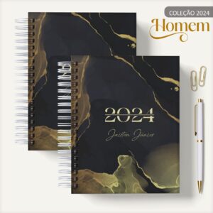 Agenda Masculina Marble Amarelo