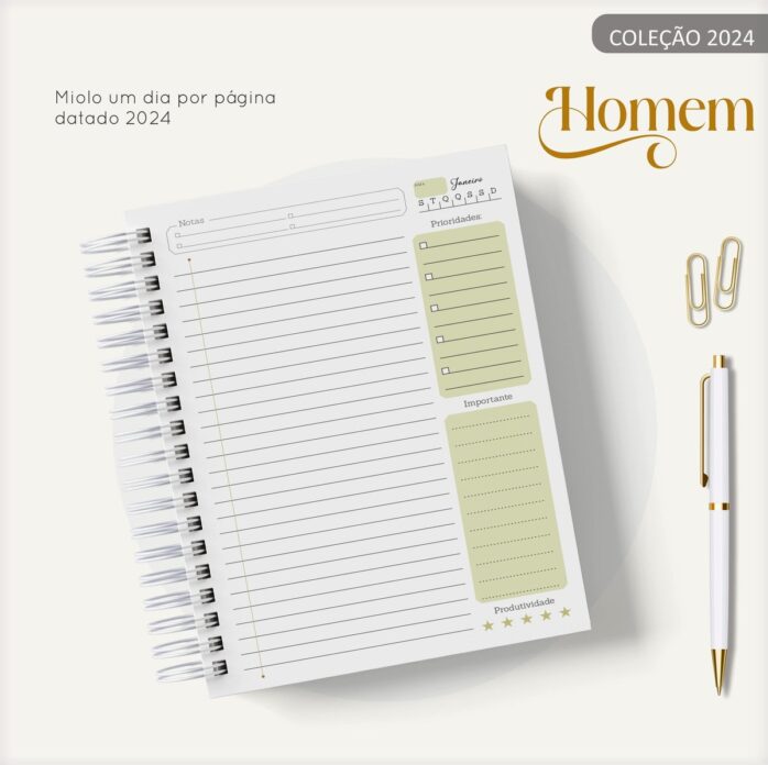 Agenda Masculina Marble Amarelo