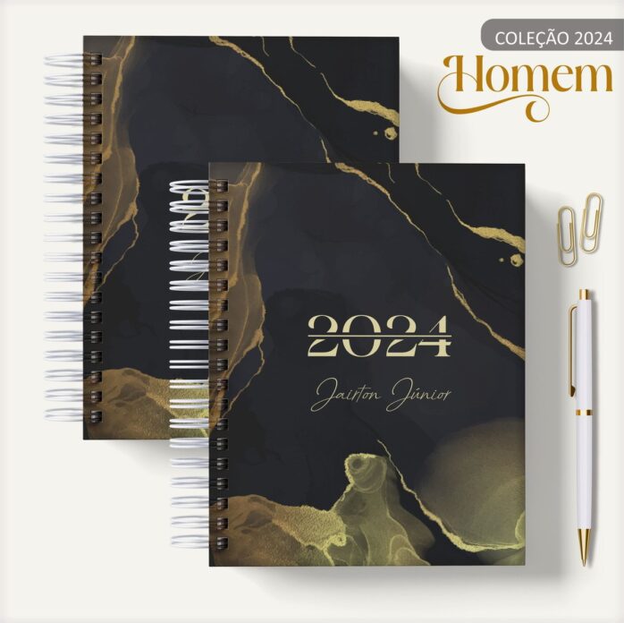 Agenda Masculina Marble Amarelo