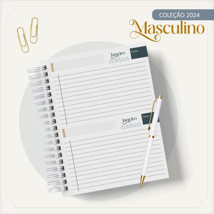 Agenda Masculina Mármore Azul e Listra