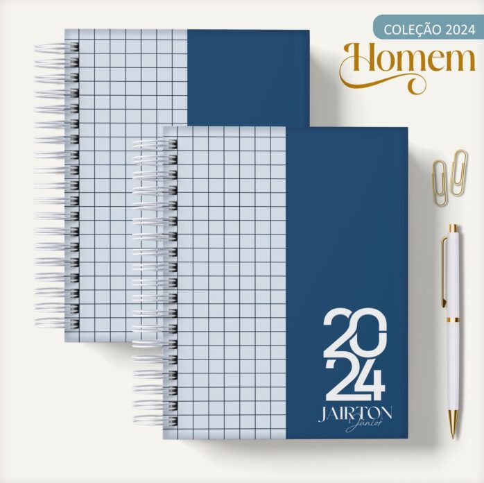 Agenda Masculina Quadrinho Azul e Branco