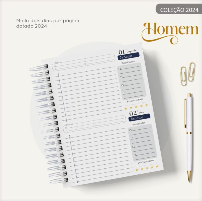 Agenda Masculina Quadrinho Preto