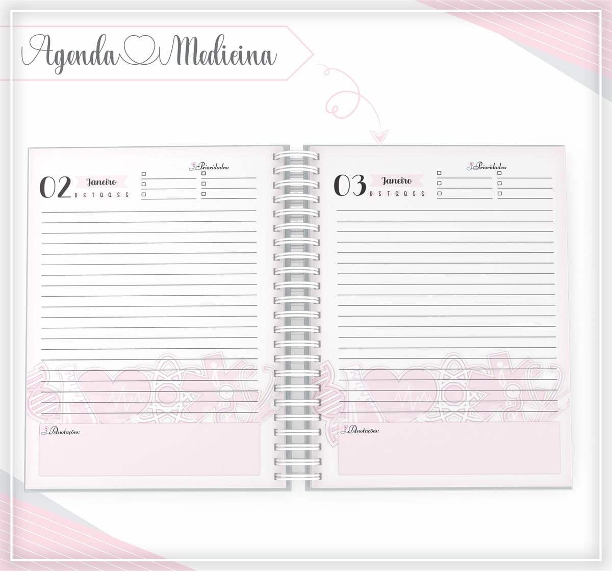 Agenda Medicina Feminina Digital para Imprimir e Personalizar 2 Agenda Medicina Feminina Digital para Imprimir e Personalizar - Imagem 2