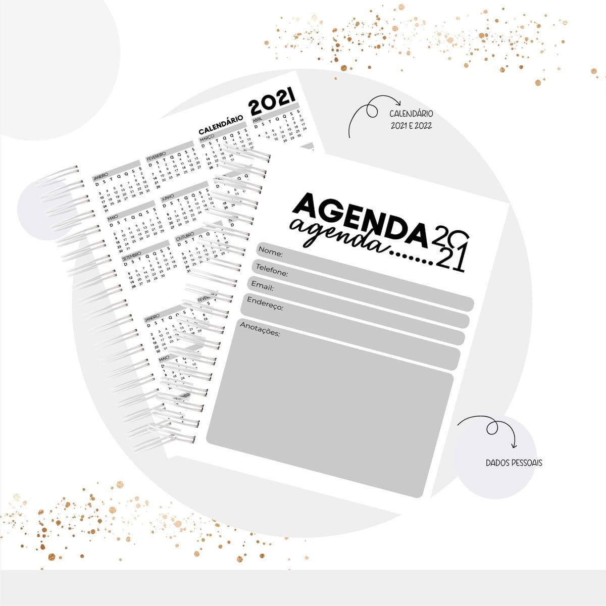 Agenda Permanente Neutra Arquivo Digital para Personalizar 2 Agenda Permanente Neutra Arquivo Digital para Personalizar - Imagem 2