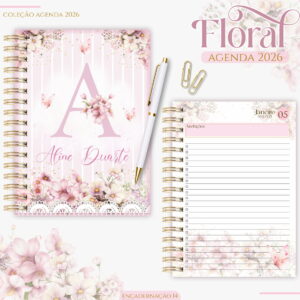 Agenda Floral 2026 Kit Digital Completo para Encadernação 11 agenda rosa floral 2026 arquivo digital encadernacao