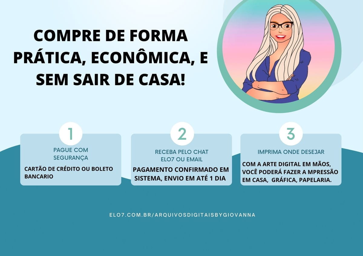 Kit Digital Agenda Feminina Personalizada para Criar e Vender 3 Fluxo de compra de arte digital com ilustração de mulher e três passos.