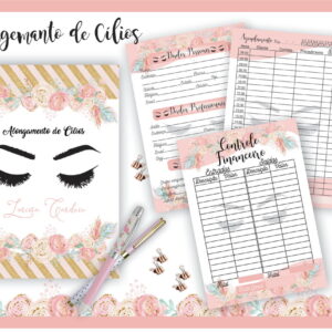 Agenda Digital Lash Designer com Design Floral 6 agendamento alongamento de cilios arquivo digital