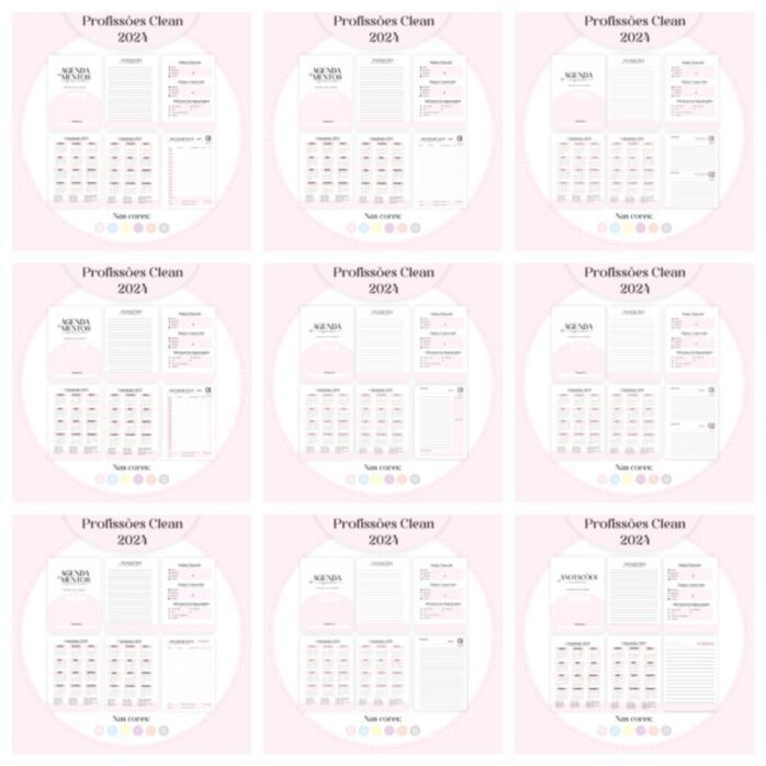 Agendas Profissões Femininas Clean