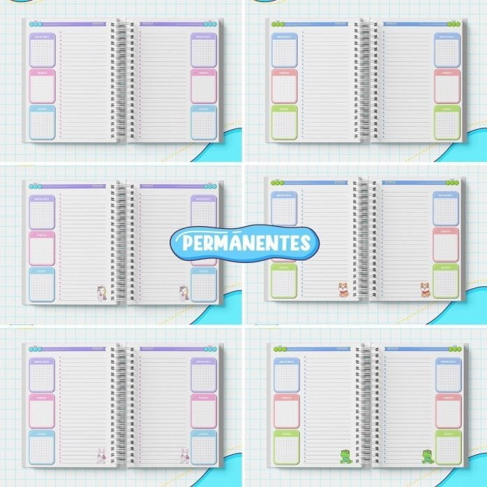 Agendinha Escolar 2023 Menino Menina Personagens Fofos