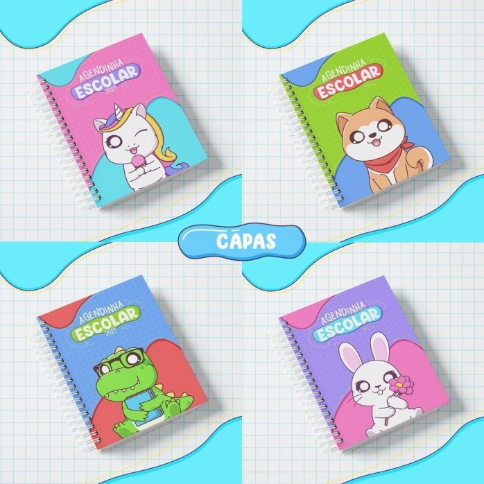 Agendinha Escolar 2023 Menino Menina Personagens Fofos