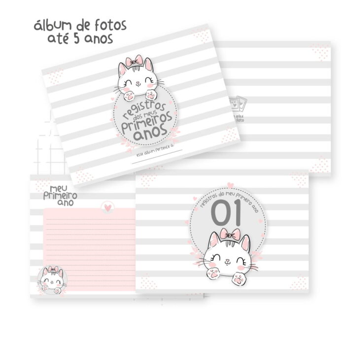 Álbum de Fotos A5 Horizontal Gatinha (0 a 5 anos)