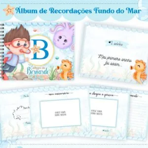Álbum do Bebê Fundo do Mar Menino 5 Álbum do Bebê Fundo do Mar Menino