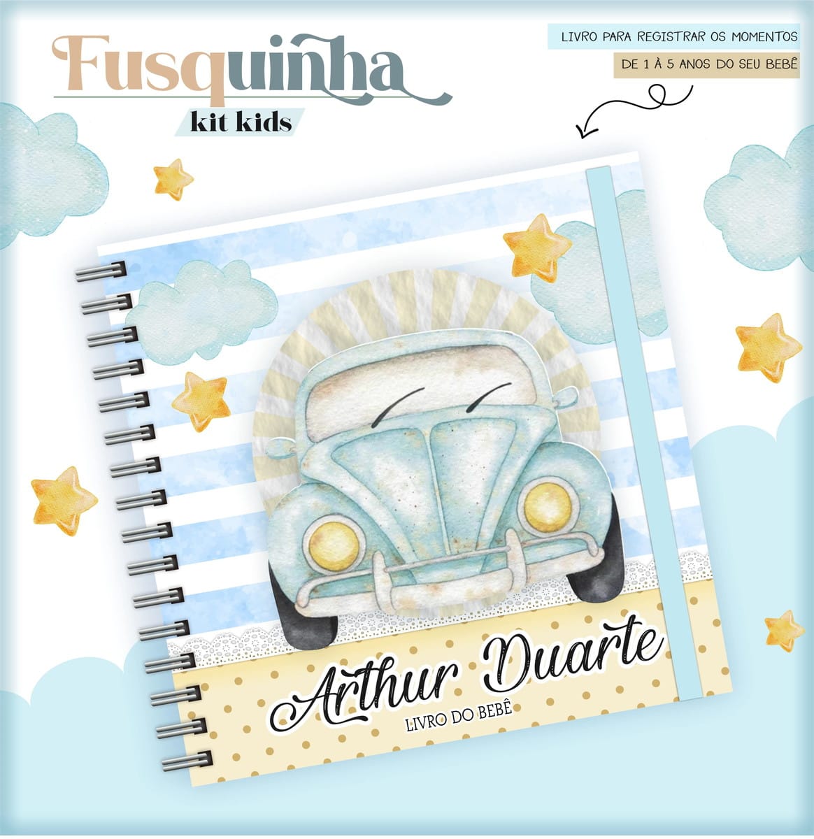 Álbum do Bebê Fusca Digital Para Imprimir e Montar 1 Álbum do Bebê Fusca Digital Para Imprimir e Montar