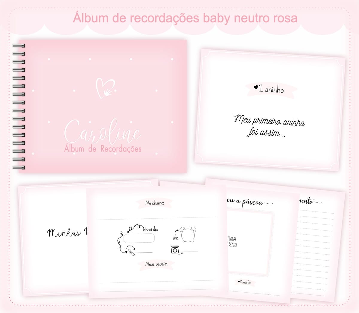 Álbum do Bebê Menina Digital Personalizado com Nome 1 Álbum do Bebê Menina Digital Personalizado com Nome