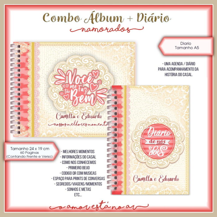 Álbum e Diário Dia dos Namorados Me faz tão bem -Arq.Digital