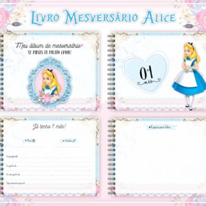 Álbum Mesversário Alice Digital para Imprimir em Casa