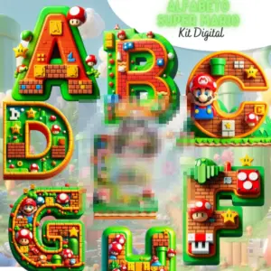 Alfabeto Super Mario 3D Arquivos PNG para Sublimação