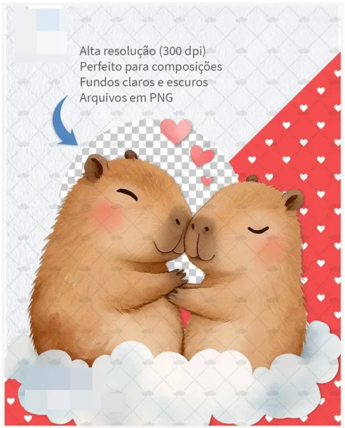 Amor de Capivara - Kit Digital para Dia dos Namorados PNG