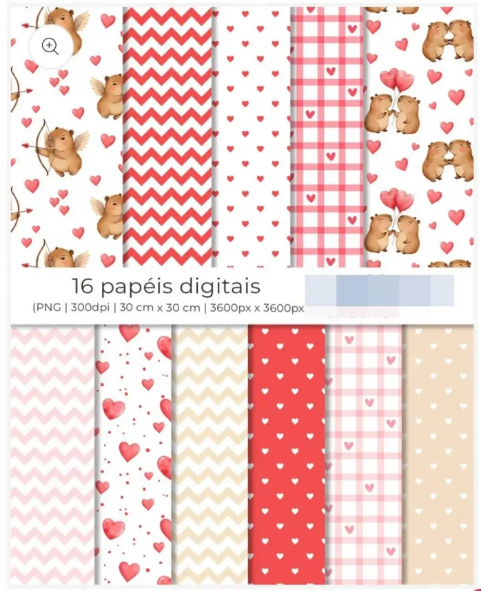Amor de Capivara - Kit Digital para Dia dos Namorados PNG