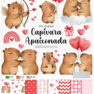 Amor de Capivara - Kit Digital para Dia dos Namorados PNG