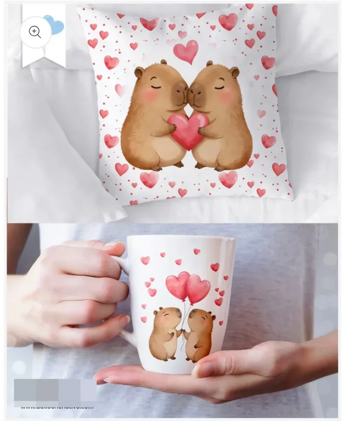 Amor de Capivara - Kit Digital para Dia dos Namorados PNG
