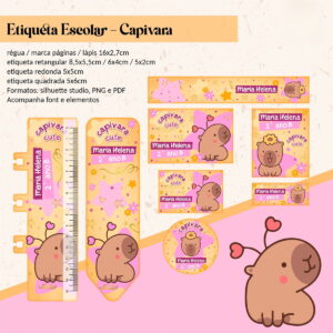 Arquivo de Corte Capivara Menina para Etiquetas Escolares