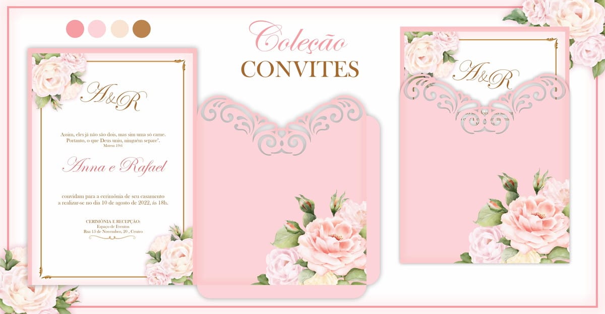 Convites de Casamento Botânico para Corte e Impressão 2 Convites de Casamento Botânico para Corte e Impressão - Imagem 2