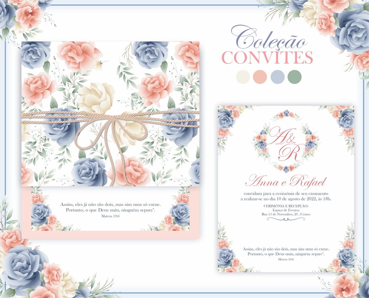 Convites de Casamento Botânico para Corte e Impressão 4 Convites de Casamento Botânico para Corte e Impressão - Imagem 4