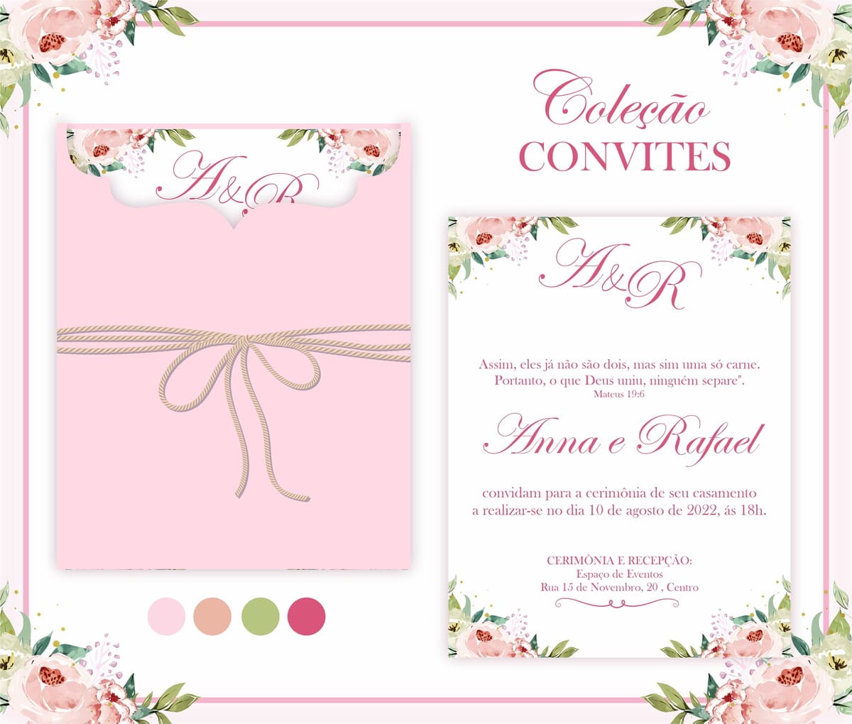 Convites de Casamento Botânico para Corte e Impressão 5 Convites de Casamento Botânico para Corte e Impressão - Imagem 5