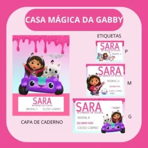 Arquivo de Corte Etiqueta Escolar a Casa Mágica da Gabby 21 Arquivo de Corte Etiqueta Escolar a Casa Mágica da Gabby