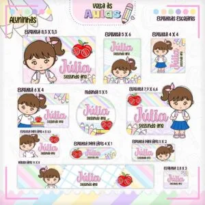 Arquivo de Corte Etiqueta Escolar Aluninhas Menina 18 Arquivo de Corte Etiqueta Escolar Aluninhas Menina