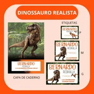 Arquivo de Corte Etiqueta Escolar Dinossauro Realista