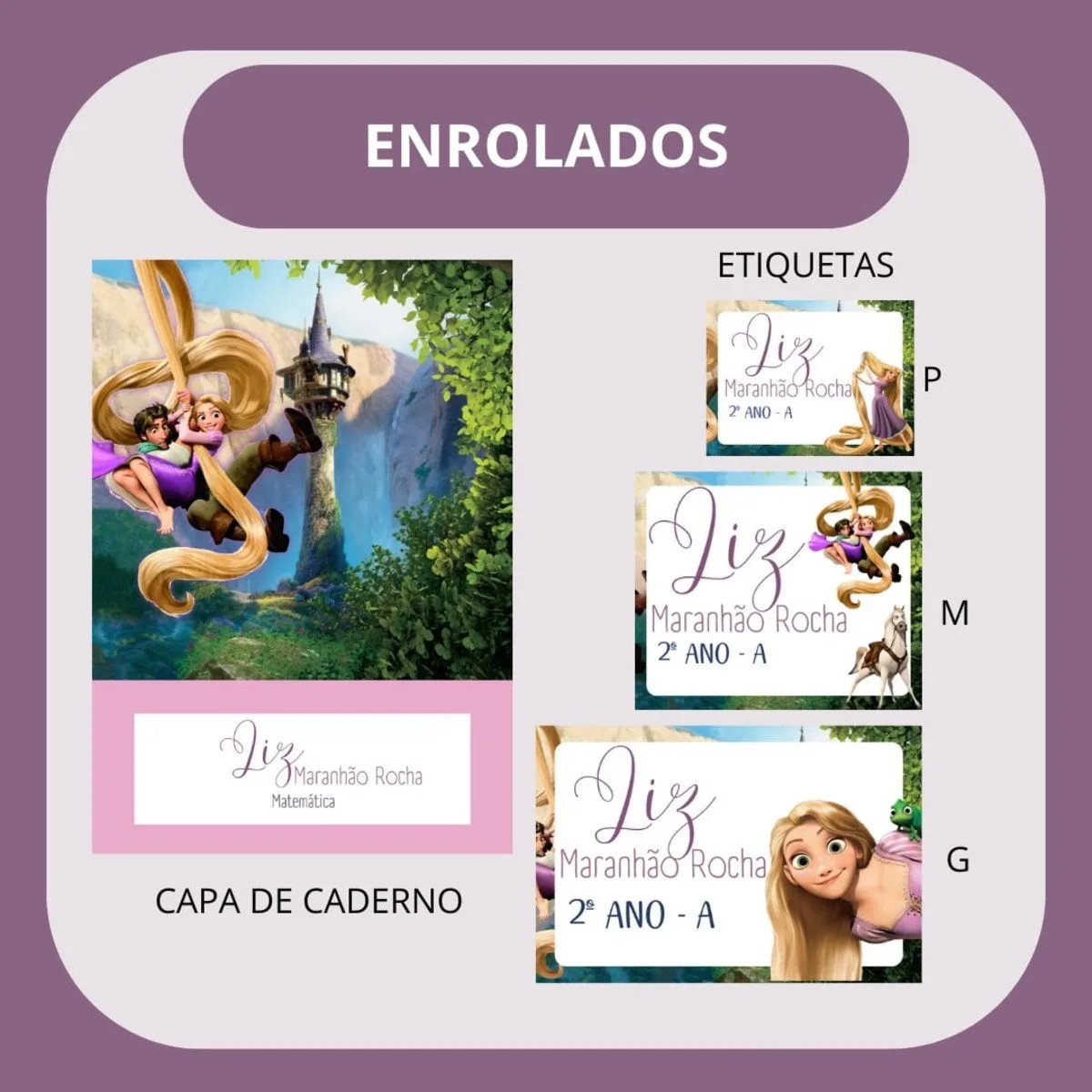 Arquivo de Corte Etiqueta Escolar Enrolados Rapunzel 1 Arquivo de Corte Etiqueta Escolar Enrolados Rapunzel