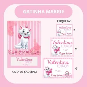 Arquivo de Corte Etiqueta Escolar Gatinha Marie 3 Arquivo de Corte Etiqueta Escolar Gatinha Marie