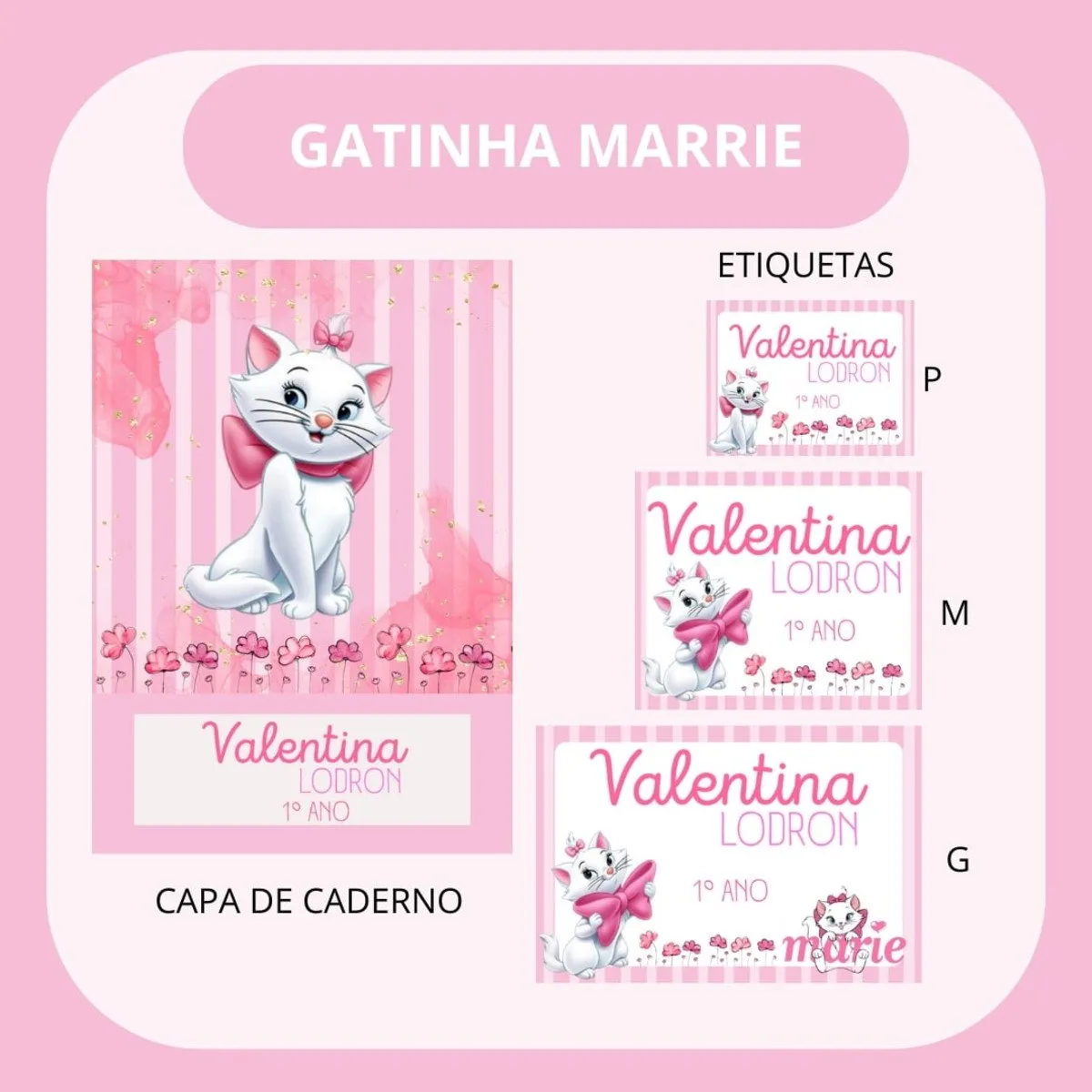 Arquivo de Corte Etiqueta Escolar Gatinha Marie
