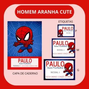 Arquivo de Corte Etiqueta Escolar Homem Aranha Cute