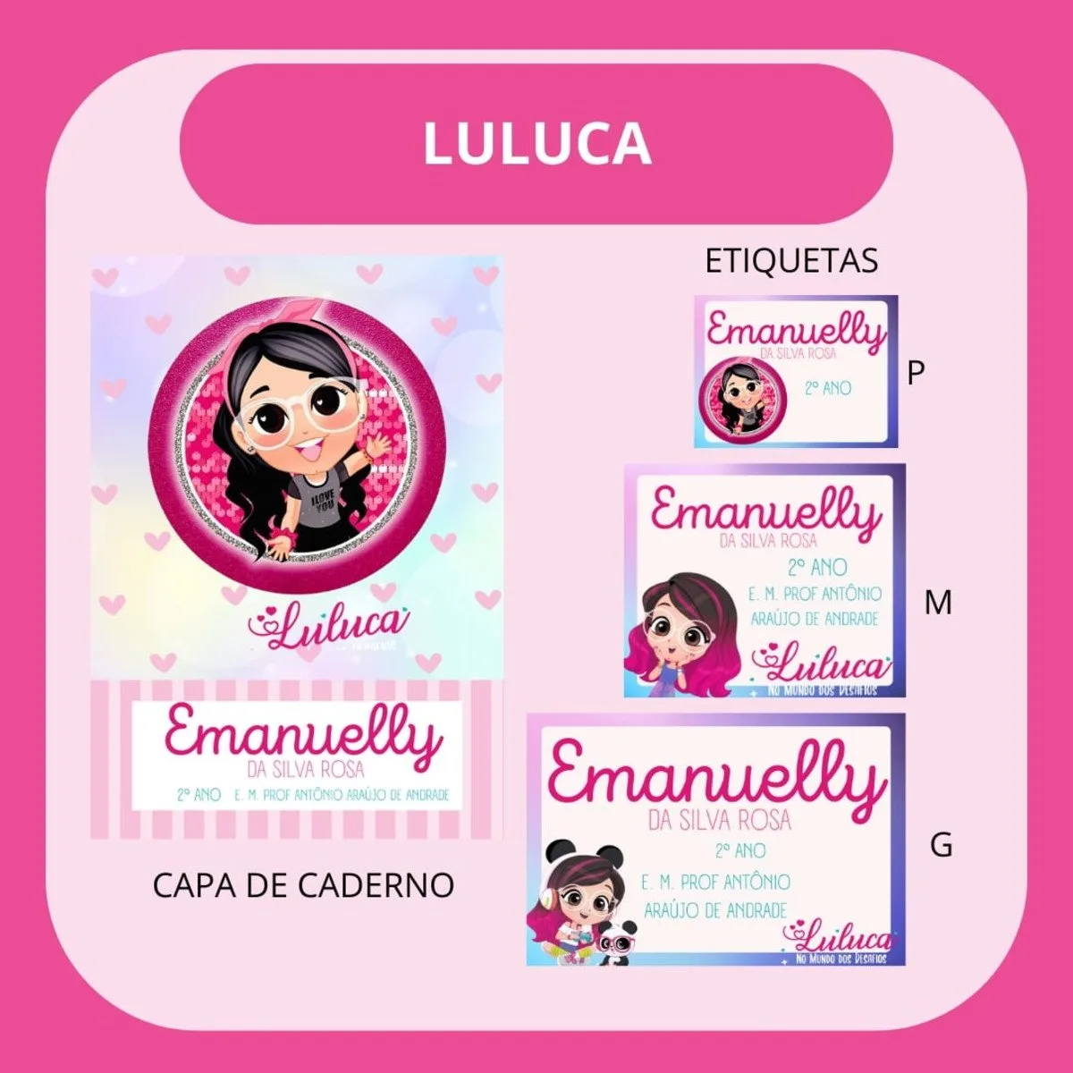 Arquivo de Corte Etiqueta Escolar Luluca 1 Arquivo de Corte Etiqueta Escolar Luluca