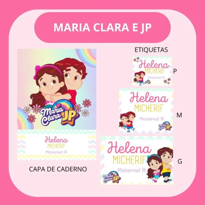 Arquivo de Corte Etiqueta Escolar Maria Clara e Jp
