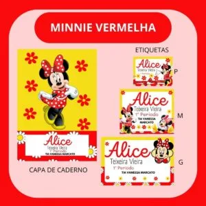 Arquivo de Corte Etiqueta Escolar Minnie Vermelha 3 Arquivo de Corte Etiqueta Escolar Minnie Vermelha