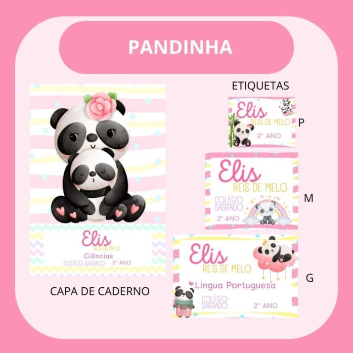 Arquivo de Corte Etiqueta Escolar Pandinha