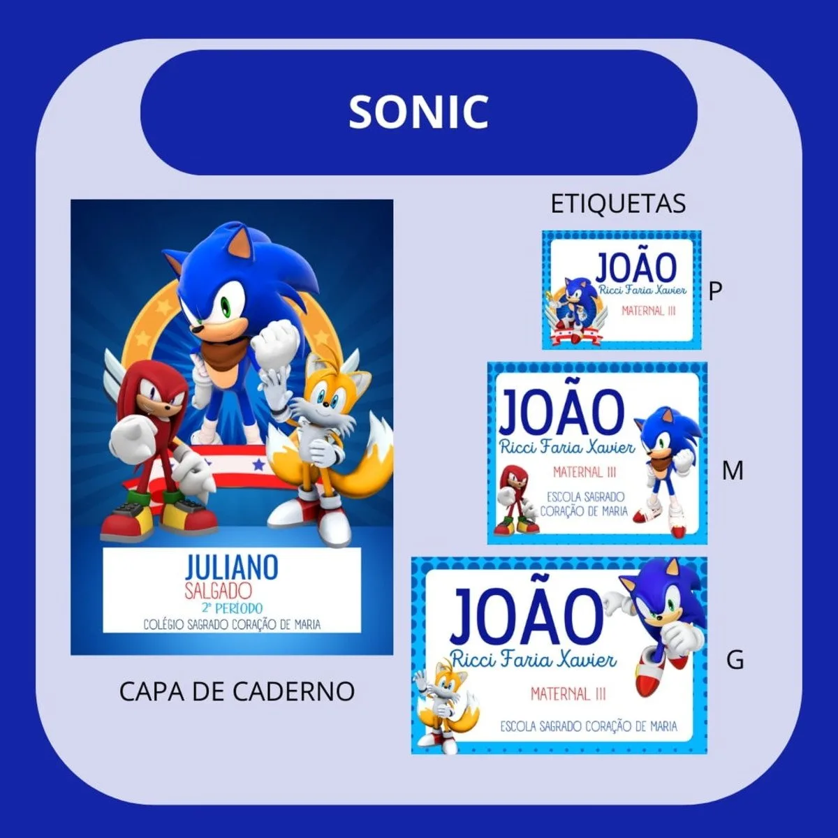 Arquivo de Corte Etiqueta Escolar Sonic 1 Arquivo de Corte Etiqueta Escolar Sonic