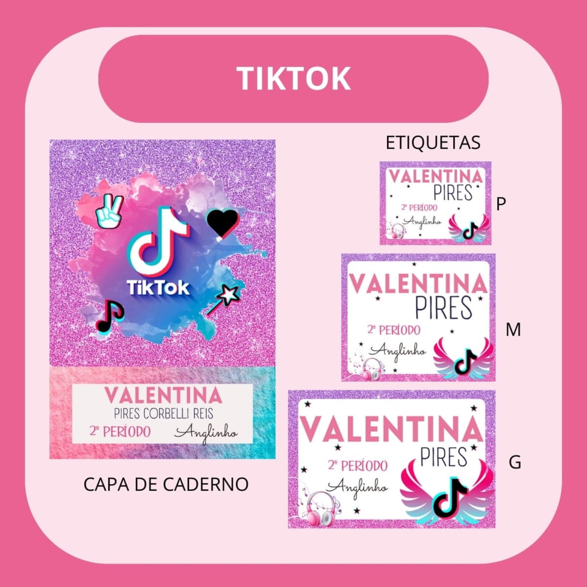 Etiqueta Escolar TikTok Arquivo de Corte com Mockups 1 Etiqueta Escolar TikTok Arquivo de Corte com Mockups