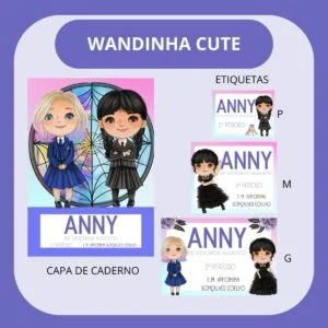 Arquivo de Corte Etiqueta Escolar Wandinha Cute 5 Arquivo de Corte Etiqueta Escolar Wandinha Cute