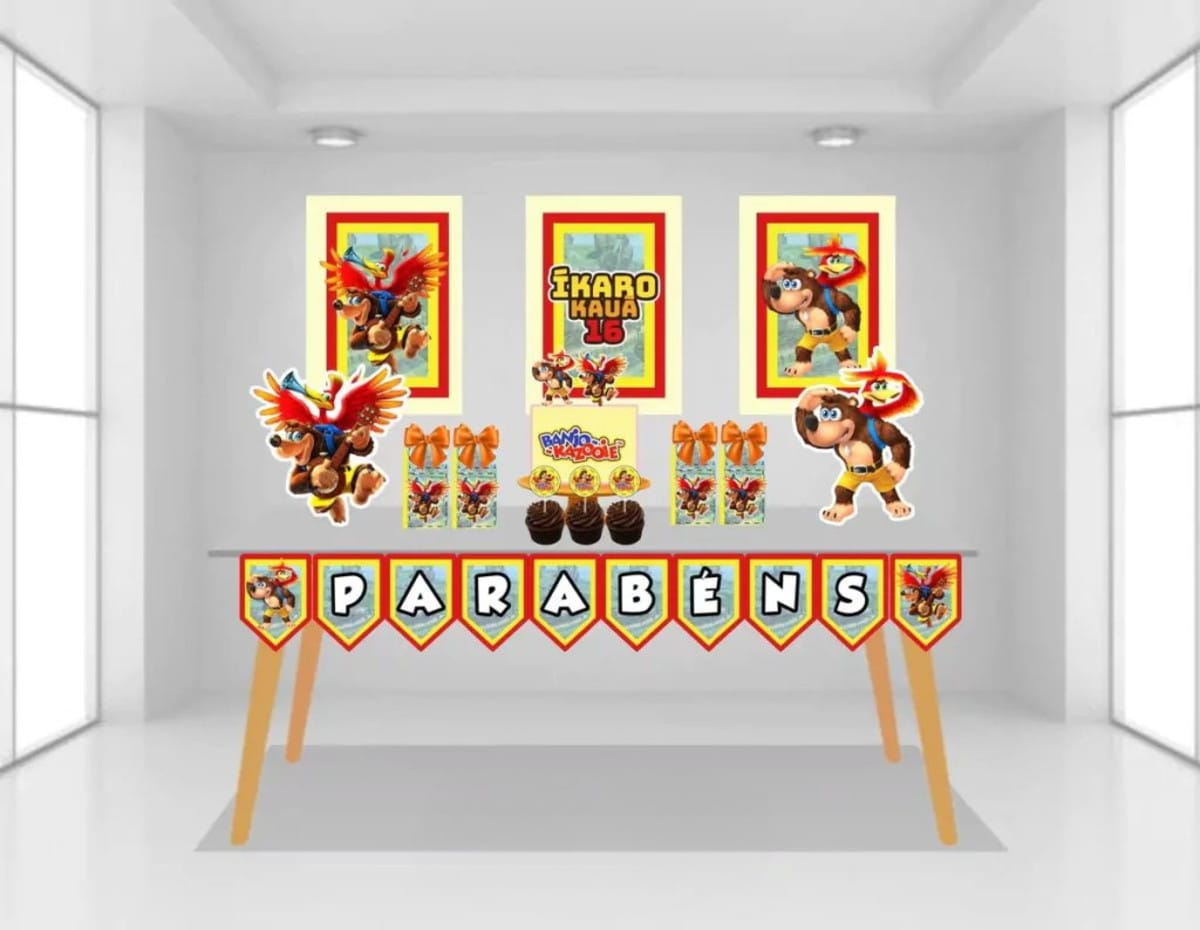 Arquivo de Corte Banjo Kazooie para Festa em Studio e PDF 1 Arquivo de Corte Banjo Kazooie para Festa em Studio e PDF