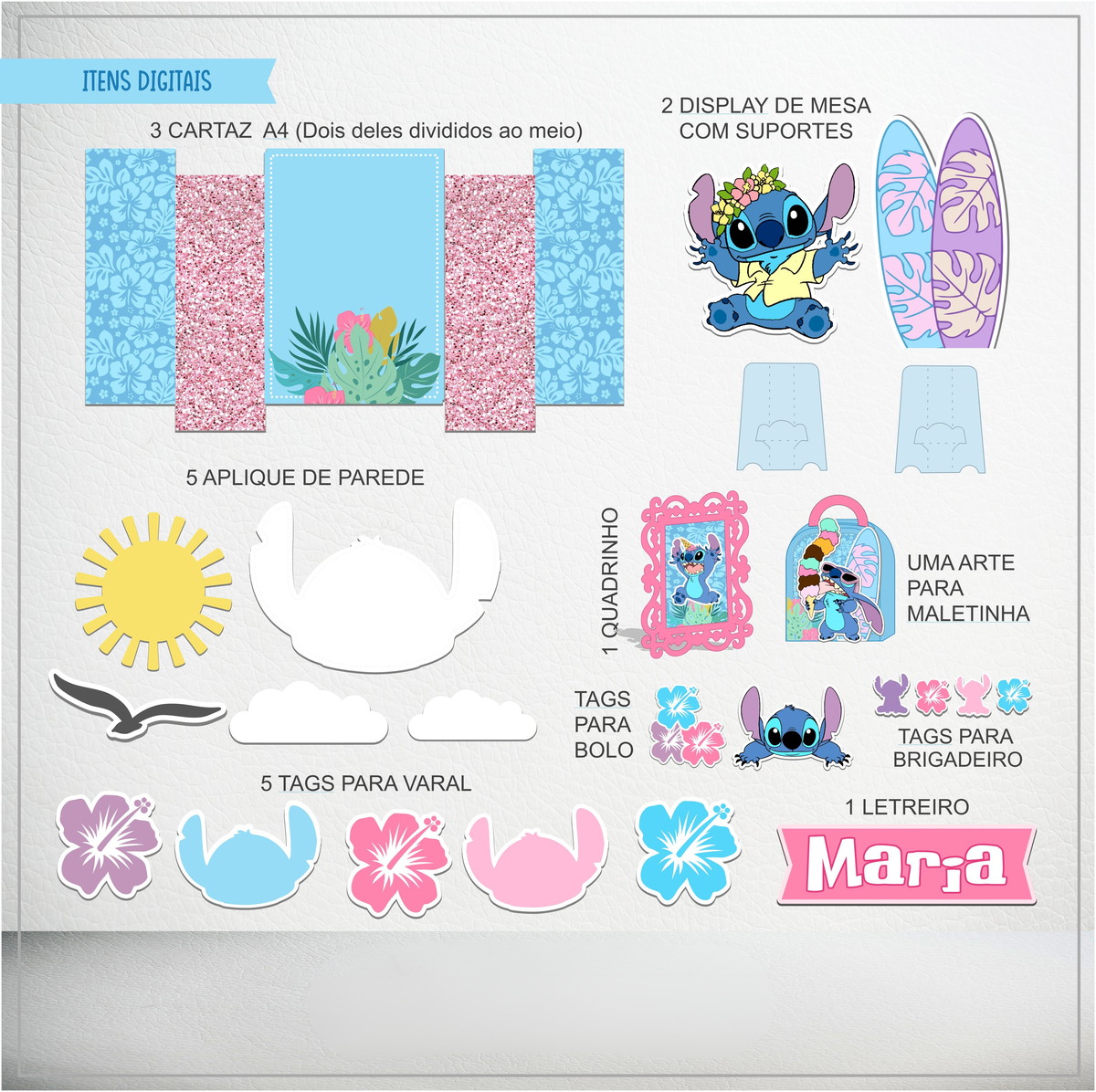 Arquivo de Corte Stitch Menina Festa Havaiana Studio e PDF 2 Arquivo de Corte Stitch Menina Festa Havaiana Studio e PDF - Imagem 2